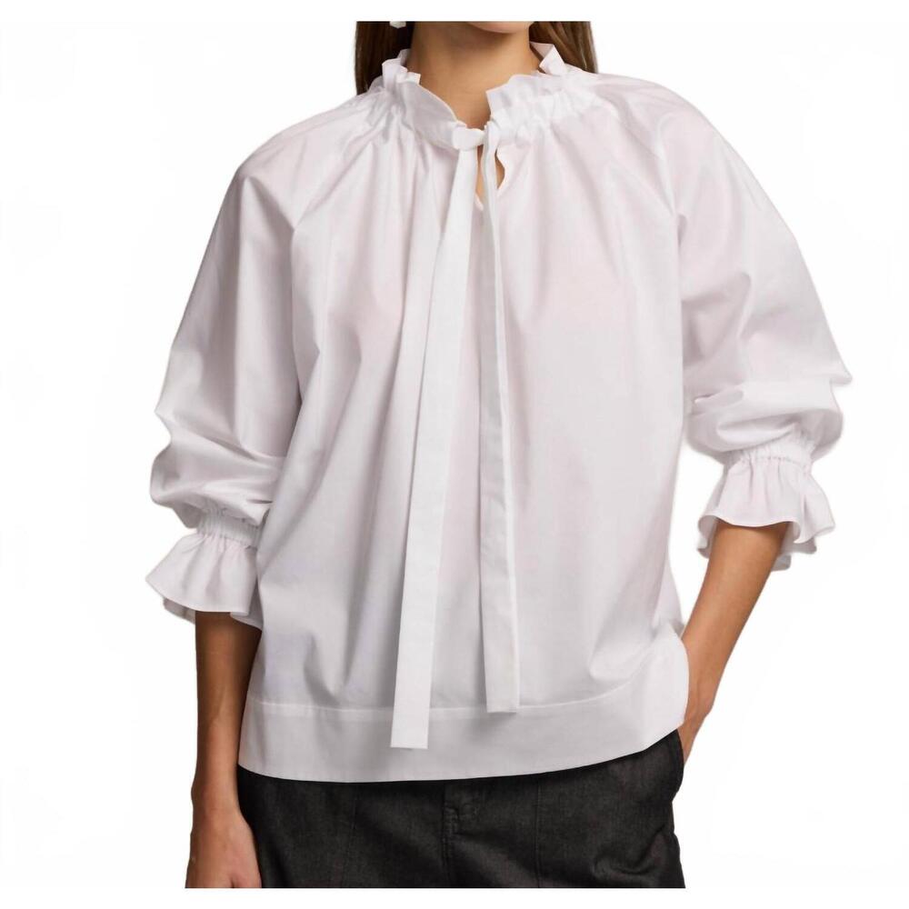 NEW HINSON WU alina long sleeve blouse in white